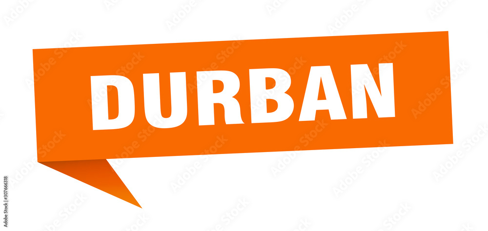 Durban sticker. Orange Durban signpost pointer sign Durban sticker. Orange Durban signpost pointer sign
