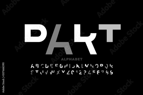 Part font, modern alphabet, letters and numbers