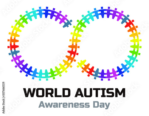 World Autism Awareness Day. Vector Infinity Symbol made of colorful pieces	