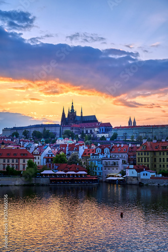 A view of Prague Castle across the Vltava River in Prague  Czech Republic.