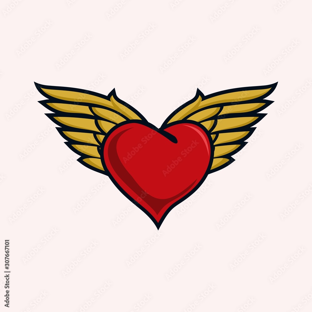 fly heart logo design illustration fly heart logo design illustration