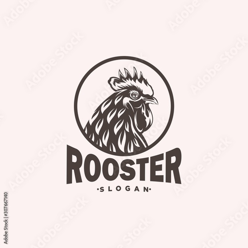 rooster head logo design illustration