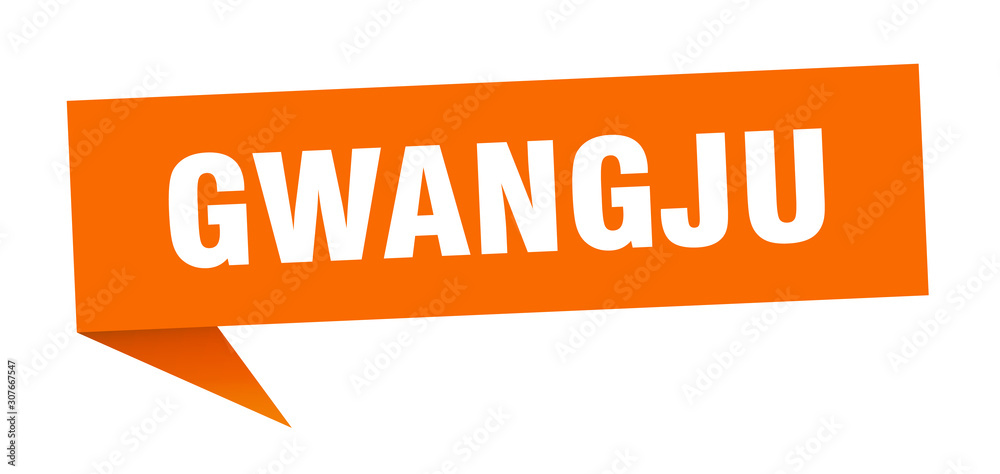 Gwangju sticker. Orange Gwangju signpost pointer sign Gwangju sticker. Orange Gwangju signpost pointer sign