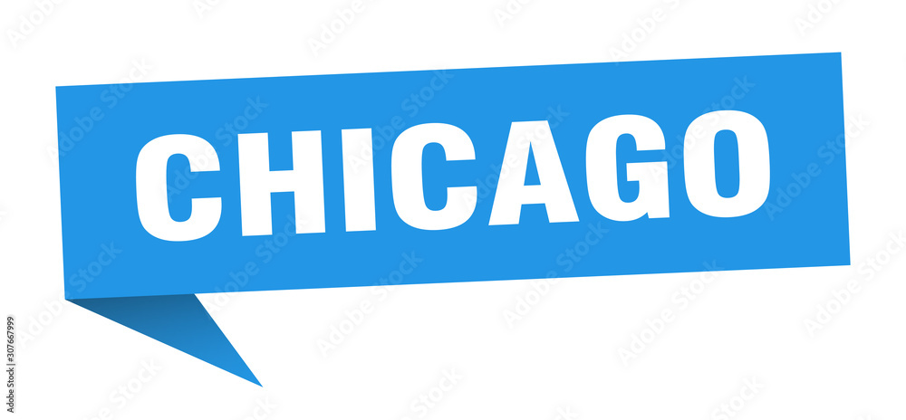 Chicago sticker. Blue Chicago signpost pointer sign