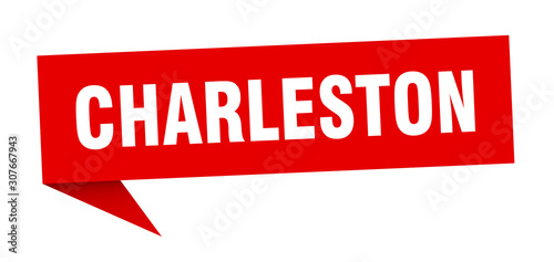Charleston sticker. Red Charleston signpost pointer sign