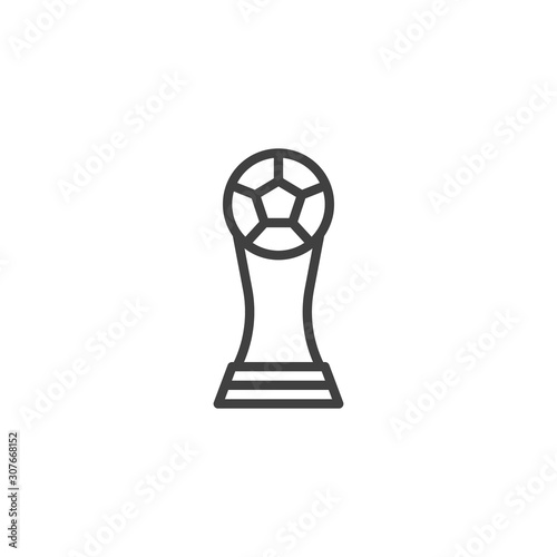 Football cup line icon. linear style sign for mobile concept and web design. Soccer cup outline vector icon. Symbol, logo illustration. Vector graphics
