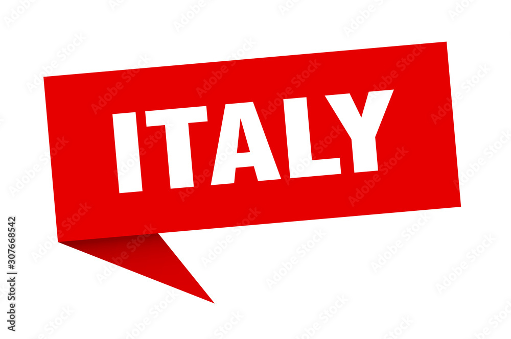 Italy sticker. Red Italy signpost pointer sign Italy sticker. Red Italy signpost pointer sign