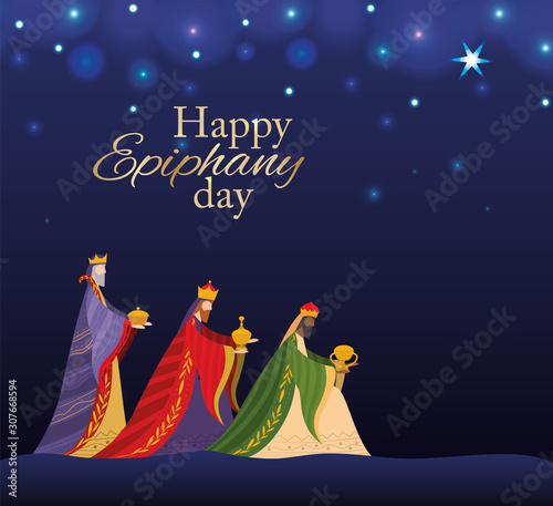 Canvas-taulu Happy epiphany day vector design