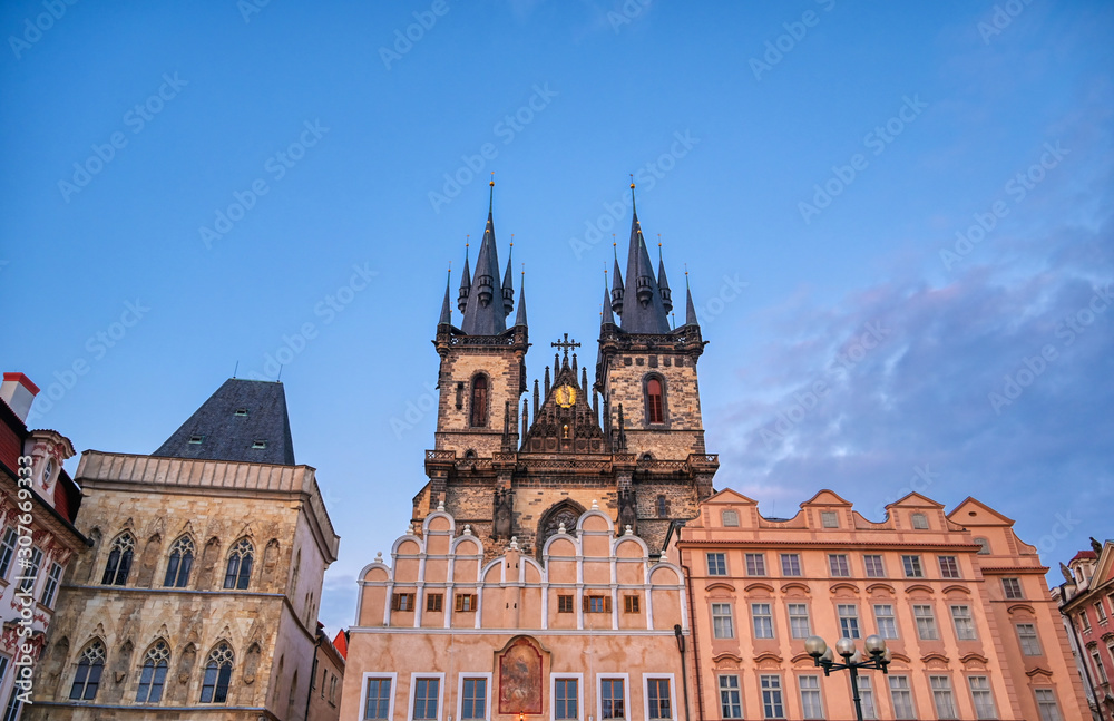 The Church of Our Lady before Tyn in Old Town Square of Prague, Czech Republic.