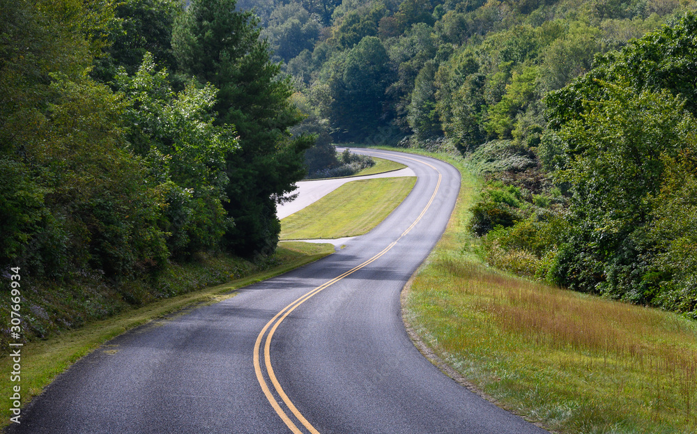 Meandering Roadway Through the Appalachian Mountain Along the Blue Ridge Parkway