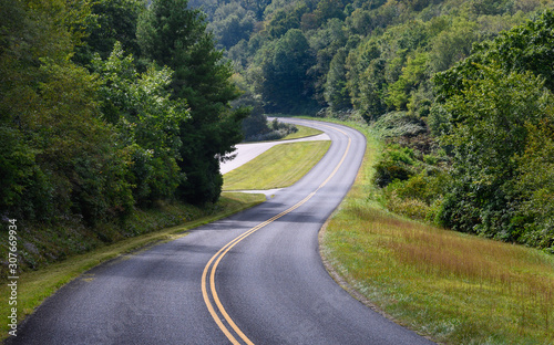Meandering Roadway Through the Appalachian Mountain Along the Blue Ridge Parkway