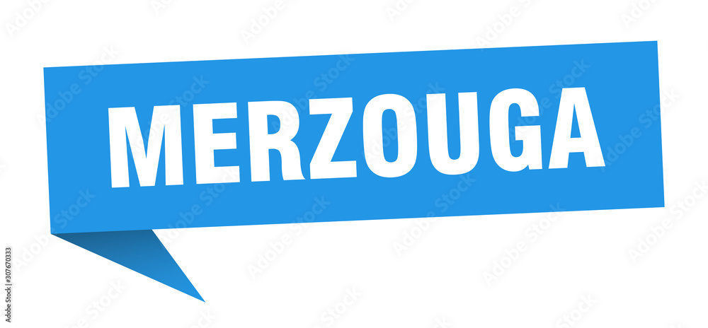 Merzouga sticker. Blue Merzouga signpost pointer sign Merzouga sticker. Blue Merzouga signpost pointer sign