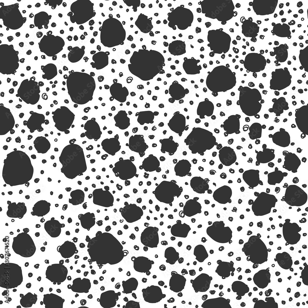 Abstract monochrome creative animal fur seamless pattern.