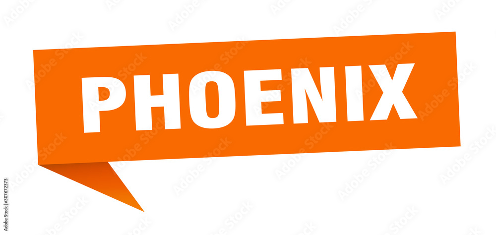 Phoenix sticker. Orange Phoenix signpost pointer sign Phoenix sticker. Orange Phoenix signpost pointer sign
