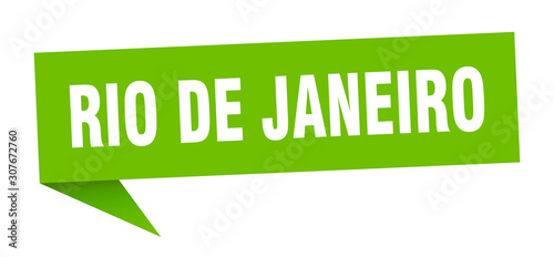 Rio De Janeiro sticker. Green Rio De Janeiro signpost pointer sign