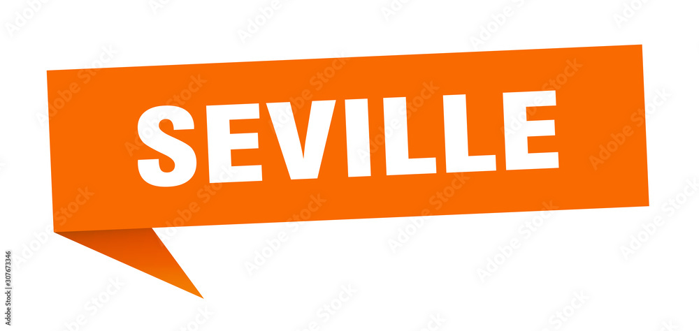 Seville sticker. Orange Seville signpost pointer sign Seville sticker. Orange Seville signpost pointer sign