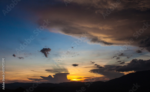 sunset with twilight  on the horizon