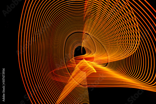 Fototapeta Naklejka Na Ścianę i Meble -  Bright neon line designed background, shot with long exposure. Modern background in lines style. Abstract, creative effect, texture with lighting, art of colors combination. Artistic choice of shapes.