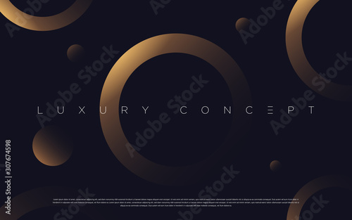 Black premium background with luxury dark golden geometric elements. Rich background for poster, banner, flyer, presentation, web design etc. Vector EPS