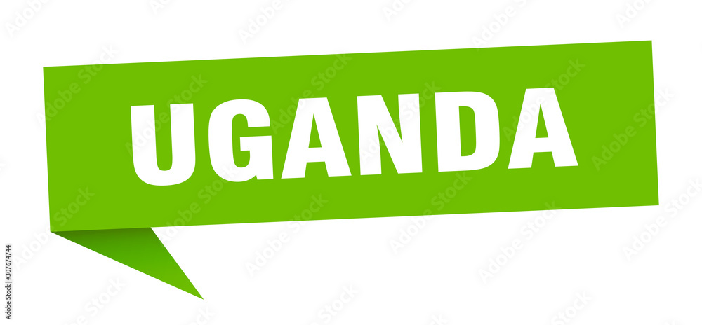 Uganda sticker. Green Uganda signpost pointer sign Uganda sticker. Green Uganda signpost pointer sign