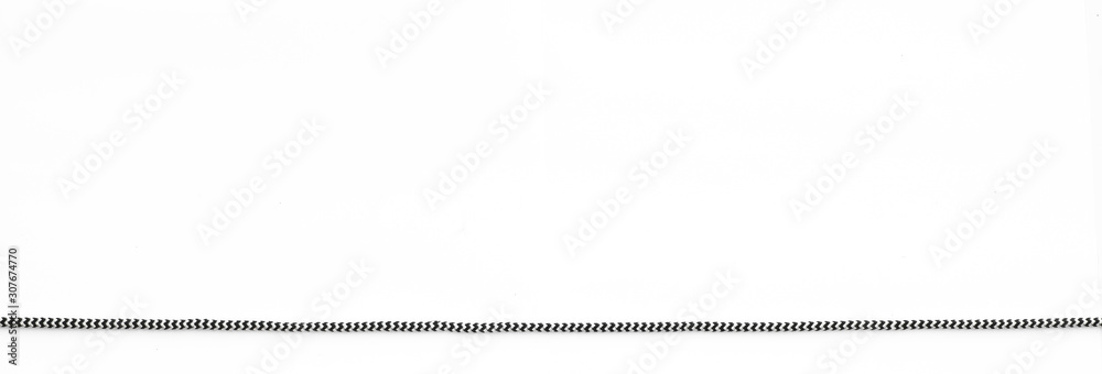 stretched rope black and white rope isolated on white background