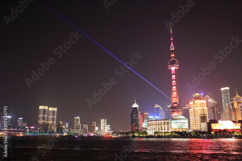 Pudong night view from the Bund in Shanghai, China