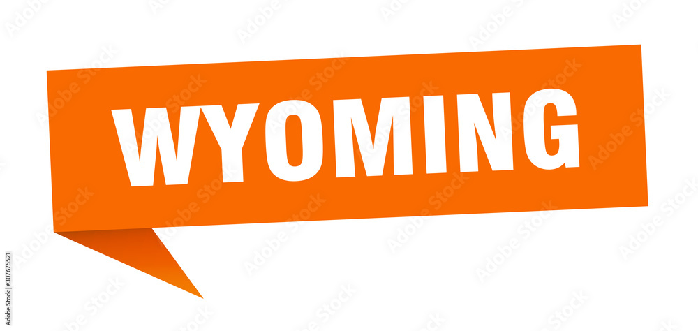 Wyoming sticker. Orange Wyoming signpost pointer sign Wyoming sticker. Orange Wyoming signpost pointer sign