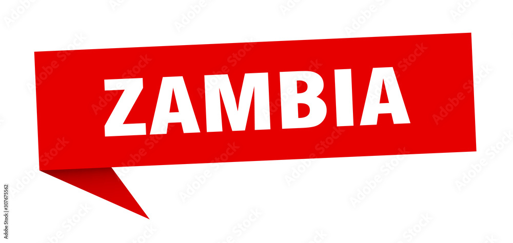 Zambia sticker. Red Zambia signpost pointer sign Zambia sticker. Red Zambia signpost pointer sign