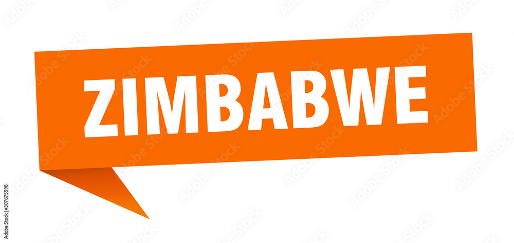 Zimbabwe sticker. Orange Zimbabwe signpost pointer sign Zimbabwe sticker. Orange Zimbabwe signpost pointer sign