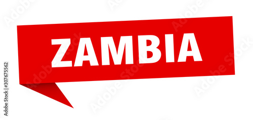 Zambia sticker. Red Zambia signpost pointer sign