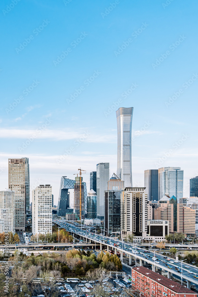 Daytime scenery of CBD skyline in Beijing, China Daytime scenery of CBD skyline in Beijing, China