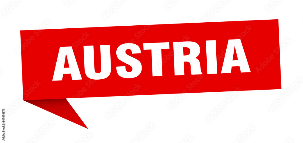 Austria sticker. Red Austria signpost pointer sign Austria sticker. Red Austria signpost pointer sign