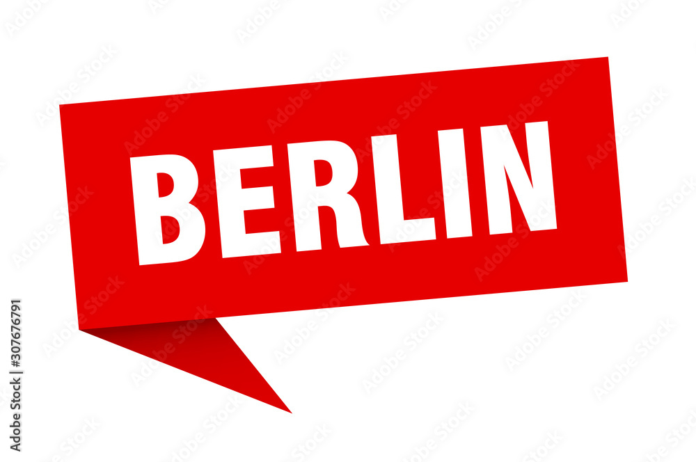 Berlin sticker. Red Berlin signpost pointer sign Berlin sticker. Red Berlin signpost pointer sign