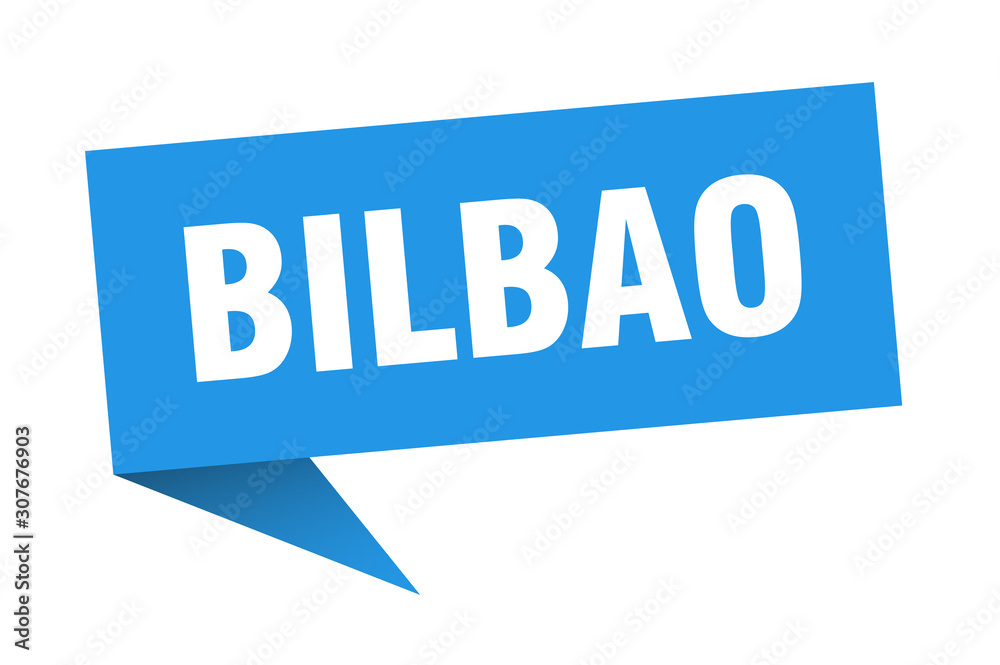 Bilbao sticker. Blue Bilbao signpost pointer sign Bilbao sticker. Blue Bilbao signpost pointer sign