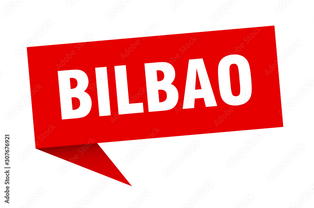 Bilbao sticker. Red Bilbao signpost pointer sign Bilbao sticker. Red Bilbao signpost pointer sign