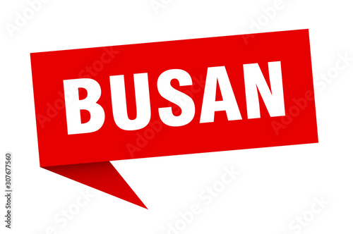 Busan sticker. Red Busan signpost pointer sign