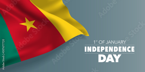 Cameroon independence day greeting card, banner with template text vector illustration © kora_ra_123