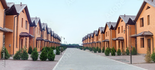 New houses. two rows of town houses photo