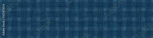 Embroidery Boro Patch Kantha Vector Border Pattern. Asian Needlework Seamless Background Indigo Blue. Sashiko Running Hand Stitch Texture Textile Trim. Japan Decor. Masculine Ribbon Trim. EPS 10 photo