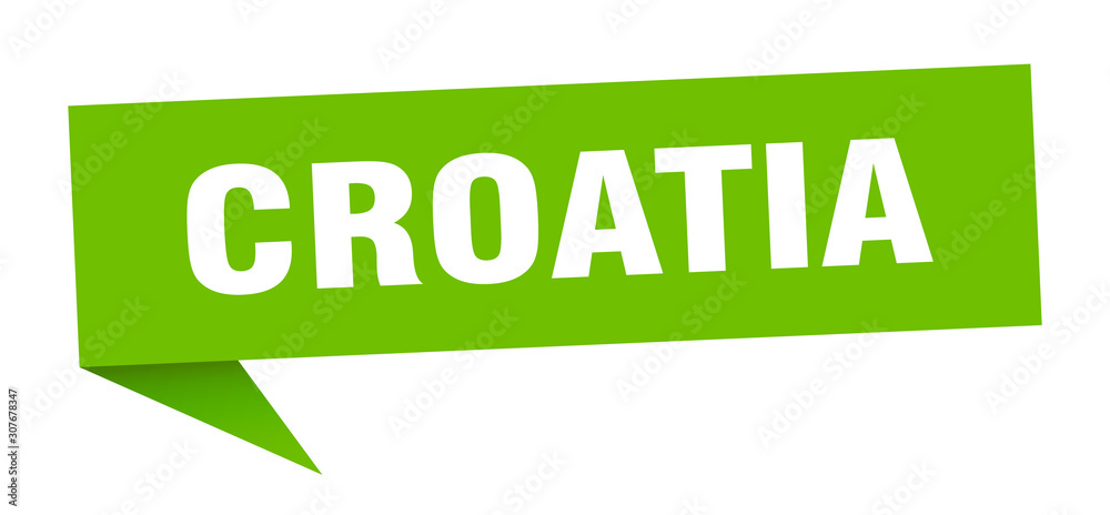 Croatia sticker. Green Croatia signpost pointer sign