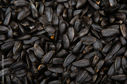 black sunflower seeds closeup, texture, background