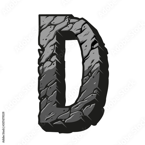 Vintage gray letter D desert design