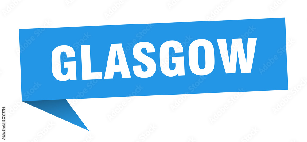 Glasgow sticker. Blue Glasgow signpost pointer sign