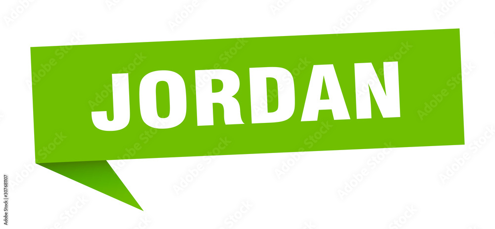 Jordan sticker. Green Jordan signpost pointer sign Jordan sticker. Green Jordan signpost pointer sign