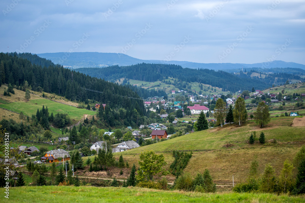 Naklejka premium village in the mountains