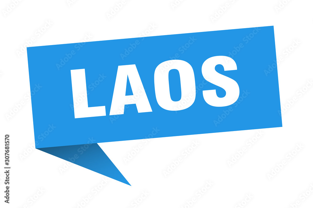 Laos sticker. Blue Laos signpost pointer sign Laos sticker. Blue Laos signpost pointer sign