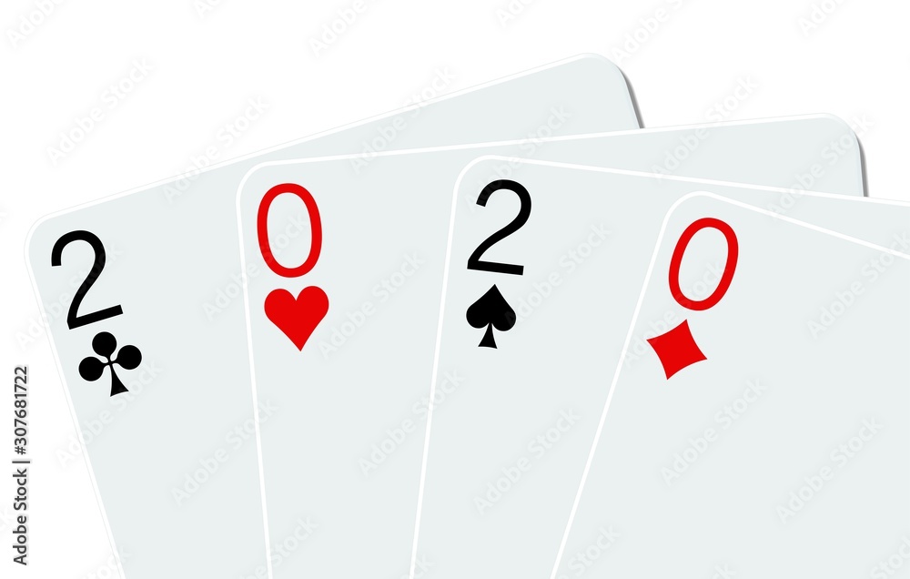 Obraz premium 2020 playing cards on a white background