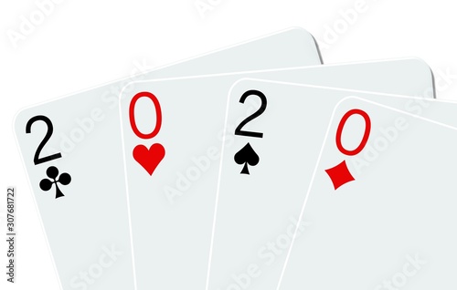 2020 playing cards on a white background