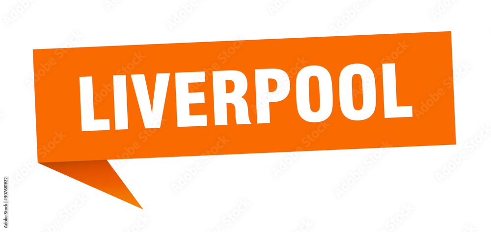 Liverpool sticker. Orange Liverpool signpost pointer sign Liverpool sticker. Orange Liverpool signpost pointer sign