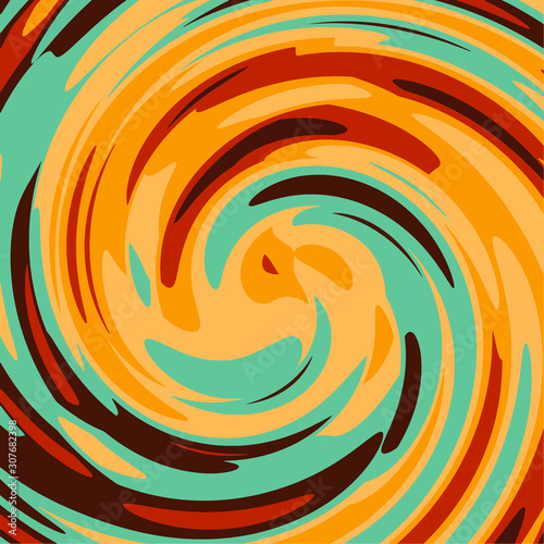 Twirl Twist paint 70s Retro colors abstract fluid backgrounds brown,yellow,blue Swirl vortex vector background